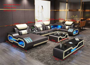 Mesa de Centro Moderna en Forma de L de Cuero de Alta Gama con Luces LED, 1, 2, 3, 5, 7 Plazas, Tamaño Grande, Soporte para TV ROK-LI23741 Sof - Product Image 6