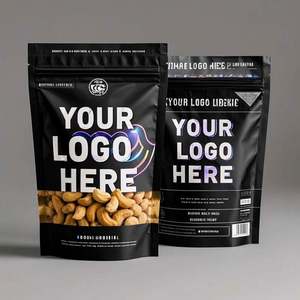 Sacs en mylar noir mat imprimés sur mesure pour aliments, fenêtre d'emballage en feuille d'impression par héliogravure au détail pour noix de cajou, chewing-gum, sushi - Product Image 1