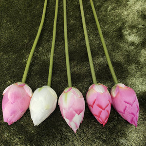 Flor de Loto Artificial de Primera Calidad con Tacto Realista, con Hoja y Vaina, para Decoración del Hogar o Templos Budistas, Lirio de Agua de Tallo Único - Product Image 4