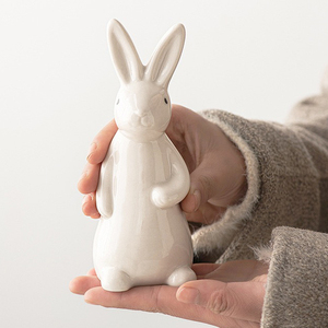 Decoración de cerámica <span class=keywords><strong>para</strong></span> el hogar, bonito adorno de conejo blanco de cerámica, figuritas de conejito de Pascua <span class=keywords><strong>para</strong></span> REGALOS FESTIVOS, estantería, Decoración de casa - Product Image 3