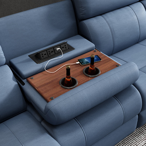 Sofá Reclinable Eléctrico en Forma <span class=keywords><strong>de</strong></span> L, Moderno y Minimalista, Juego <span class=keywords><strong>de</strong></span> Sala <span class=keywords><strong>de</strong></span> Estar Inteligente con Sofá Esquinero Retráctil <span class=keywords><strong>de</strong></span> Tela con Función <span class=keywords><strong>de</strong></span> Masaje - Product Image 5
