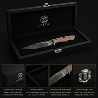Boîte cadeau de luxe en bois noir mat avec doublure en velours pour l'emballage de lames en acier, vente en gros d'articles de cuisine haut de gamme OEM