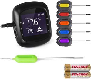Termómetro Digital para Carne, Termómetro Inteligente Inalámbrico para Barbacoa Controlado por Aplicación con 6 Sondas de Acero Inoxidable, Pantalla LCD Grande - Product Image 1