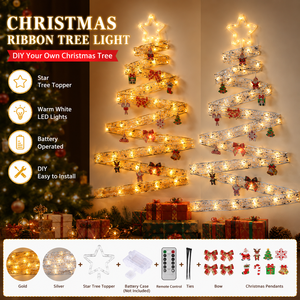 Guirlande lumineuse de Noël avec étoile pour le sommet de l'arbre, fonctionnant sur piles avec télécommande, pour la décoration de la maison, des murs et des arbres de Noël. - Product Image 1