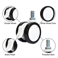 Roulettes médicales pivotantes VIMA avec frein, roue en PVC de 3 pouces, filetage blanc, capacité de charge de 70 kg, roulettes jumelées pour chariot d'hôpital