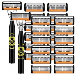 G Type Manual Razor Handle With 6 Layer Blades Stainless Steel For Men Face Shaving - Product Image 1