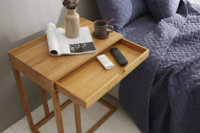 Table basse moderne en bambou durable en forme de U, table d'appoint pour canapé, table pour ordinateur portable, meubles de salon