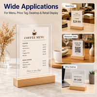 Support de signalétique en acrylique personnalisé avec base en bois, format A4 A5, pour table ou mur, idéal pour les menus, les prospectus et les affiches