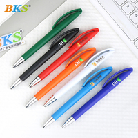 Stylo bille en plastique BKS avec logo personnalisé, encre noire 1,0 mm, gravure laser et impression UV pour cadeaux promotionnels