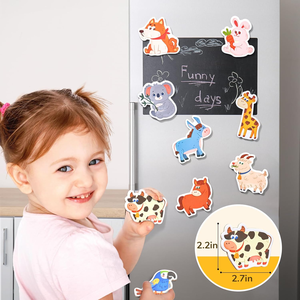20 Aimants de Réfrigérateur en Bois Animaux Mignons Forme Personnalisée Design Art Déco Cadeaux Éducatifs pour Bébé - Product Image 1
