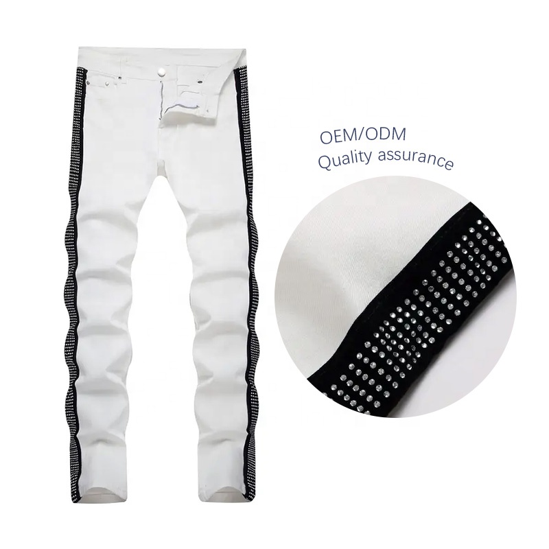 Black Jeans White Stitching Stylish Cargo Trousers