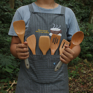 Wooden Spoon And Spatula Set 6 Piece Kitchen Cooking Utensils Hand Wash Only - Product Image 2