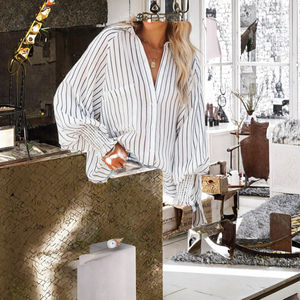 Camisas Casuales de Primavera para Mujer, Corte Clásico Regular, Mangas Largas Tipo Linterna, Cuello con Botones, Tela Ecológica y Transpirable - Product Image 3