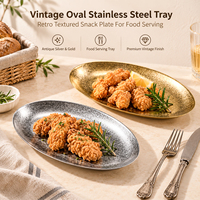 Vintage Edelstahl Ovale BBQ-Steakteller Flache Eiförmige Servierplatte für Desserts, Kuchen, Kaffee in Restaurants, Hotels und bei Veranstaltungen