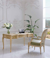 Nouveau Style français élégant Antique rétro classique président ensemble de meubles de bureau à domicile maître patron bureaux en bois avec ensemble de bibliothèques