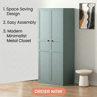 Armoire modulaire à 2 portes en acier avec impression par transfert pour chambre à coucher, armoire de rangement pour vêtements