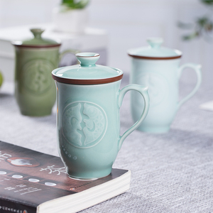 Tazza da Tè in Porcellana Celadon con Coperchio 9oz Elegante Set da Tè Cinese Kung Fu per Casa Ufficio Regalo - Product Image 2