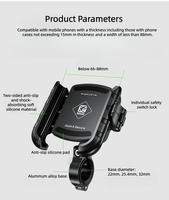 Support de téléphone universel pour moto Kewig, rotation à 360°, support de téléphone étanche pour vélo, fixation rapide, support de téléphone réglable pour vélo