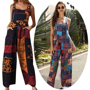 <span class=keywords><strong>Tuta</strong></span> Tie tye Harem tute Patchwork bohémien pantaloni pettorina stampa etnica pagliaccetto Boho vestiti pantaloni larghi - Product Image 1