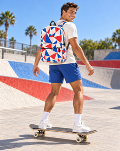 Sac à dos en polyester à motif imprimé personnalisé, taille moyenne, fermeture éclair tendance, poignée d'épaule, faible MOQ, idéal pour le sport, l'école et la vie quotidienne - Product Image 2