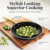 Ensemble d'ustensiles de cuisine antiadhésifs en or noir de 15 pièces, casseroles et poêles en céramique lavables au lave-vaisselle, ustensiles de cuisine en métal durable