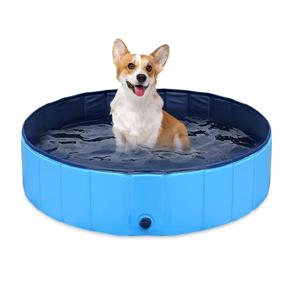 Pet Dog Swimming Pool Portable Non-Slip Outdoor Dog Bath Tub with Drain Folding Thick PVC Pet Swim Pool for Dogs Cats