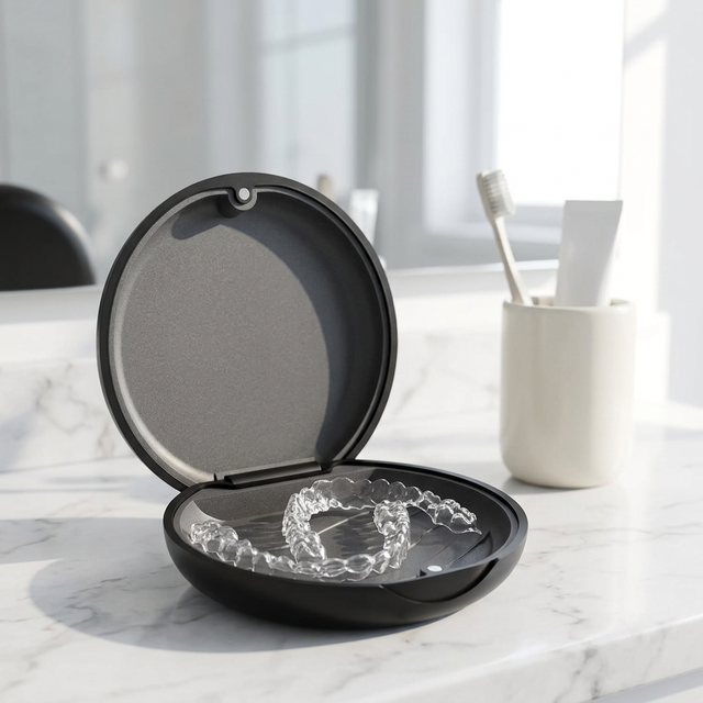 Food Grade Plastic Storage Retainer Denture Box Container Case Orthodontic Retainer Case with Brush