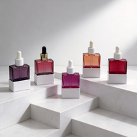 Flacon compte-gouttes en verre pour cosmétiques, design personnalisé, surface givrée, impression de logo, capacité 30 ml, pour huiles essentielles, prix d'usine