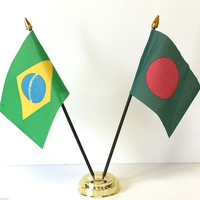 Drapeau de bureau en polyester, mini drapeau de table imprimé avec mât et base pour bureau, conférence et réception