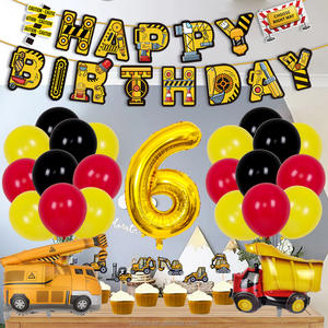 لطيفة الكرتون البناء لوازم حفلة عيد ميلاد مجموعات راية البالون الاطفال صبي حفلة رجال الاطفاء حزب - Product Image 2