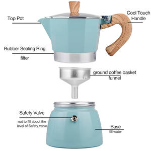 <span class=keywords><strong>Mini</strong></span> cafetière moka en aluminium de haute qualité, bleu royal, blanc, noir, argent, vert, tasse 3/6, 150ml, 300ml, cafetière expresso - Product Image 4
