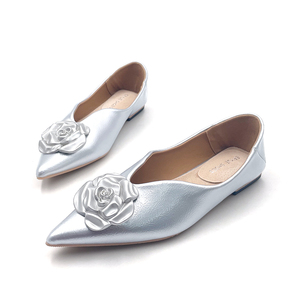 여성용 실버 플랫 슈즈, 맞춤형 로고 PU 가죽 신발, 여성 및 숙녀용 도매 통기성 드레스 슈즈 - Product Image 2