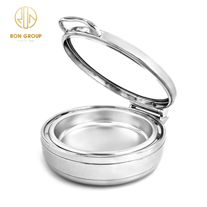 Plats de chauffe-plats ronds en acier inoxydable et argent pour banquet d'hôtel de haute qualité pour buffet de restauration chauffe-plats - Product Image 6