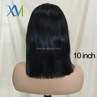 Perruques Lace Front Xiu Man brésiliennes Remy, double densité, 10 pouces, base sans colle, brun clair, densité 200 %, modèle 002