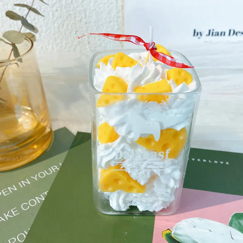 Peynir fincan aromaterapi mum sevimli yaratıcı doğum günü pastası girlfriends için sevimli hediye niş dekorasyon mum