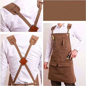 Delantal de Trabajo de Lona Encerada Resistente, Ajustable, con 9 Bolsillos, Lavable, para Trabajos de Carpintería, Cocina y Oficina - Product Image 4