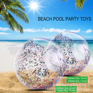Inflatable Transparent Sequined Beach Ball For Children Water Play 0.2mm PVC Swimming Pool Toy - Product Image 3
