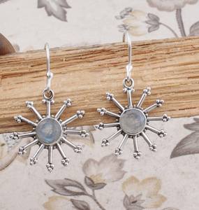 Plata de Ley 925 Rainbow Moonstone Gemstone Cut Round Stone Boho a precio de fábrica - Product Image 2