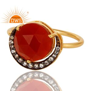 แหวนเพชร CZ สีแดง925เงินแท้14K สีเหลืองแหวนชุบทองคอลเลกชันวินเทจผู้ผลิตผู้จัดจำหน่าย - Product Image 2