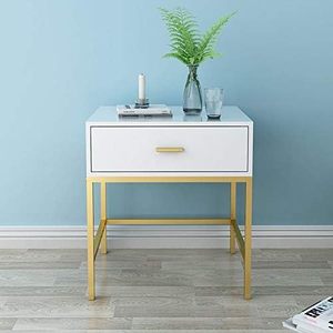 Modern <b>White</b> Wooden <b>Side</b> <b>Table</b> Bedroom Night Stand Gold Metal Legs Storage Organizer Rack Decorative Feature Bed <b>Side</b> <b>Table</b> - Product Image 6