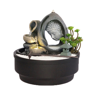 Fontaine Zen Artistique avec Porte-<span class=keywords><strong>Encens</strong></span>, Sable et Râteau, <span class=keywords><strong>Bouddha</strong></span> à Cadre Arqué et <span class=keywords><strong>Cascade</strong></span> en Pot à Niveaux pour la Maison et le Patio - Product Image 1