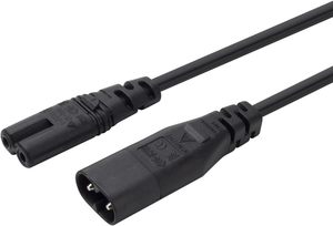 Câble d'extension d'alimentation IEC 60320 C8 mâle vers C7 femelle, adaptateur principal, 3FT 1M 0.75mm² - Product Image 3