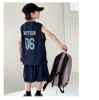 Ensemble de vêtements pour adolescent garçon 2026 – Ensemble de sport sans manches avec imprimé lettres blanches – Tenue de basketball