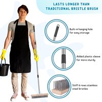 Brosse à récurer en fil d'acier inoxydable 59'' robuste à poils métalliques rigides pour l'élimination du mousse extérieur