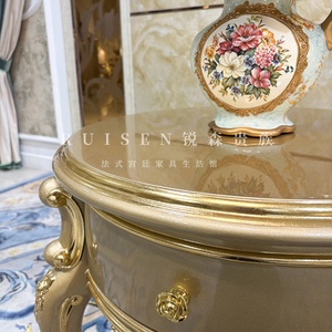 French-style European-style luxurious solid wood carved sofa side <strong>telephone</strong> stand <strong>with</strong> <strong>drawer</strong> and small round <strong>table</strong> - Product Image 4