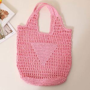 Bolso Tote Casual de Gran Capacidad para Mujer, Bolso de Ganchillo de Paja Calado, con Dos Compartimentos Abiertos, Color Caramelo Fresco, Portátil para la Playa - Product Image 2