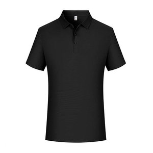 Polo de Manga Corta Negro Personalizado para Uniformes de Trabajo, Ropa Corporativa para Empleados, Color Sólido, Fibra de Poliéster GJ21-8005 - Product Image 1