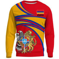 Vente en gros POD Croix d'Arménie-Armoiries du Patron Graphique Fête Nationale Vêtements Personnalisés O-Neck Pullover Casual Men's Sweatshirt