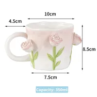 Vente directe d'usine Style moderne 350ml tasse en céramique tenue dans la main irrégulière en trois dimensions fleur Rose tulipe tasse