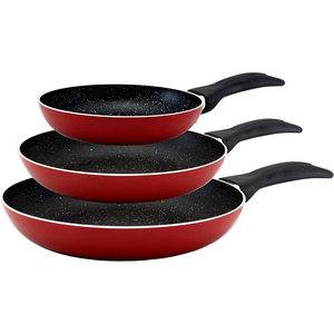 3 Piece Ceramic Non-Stick Frying Pan Set Grey Green Beige Aluminum Skillet Cookware with Long Handle - Product Image 1